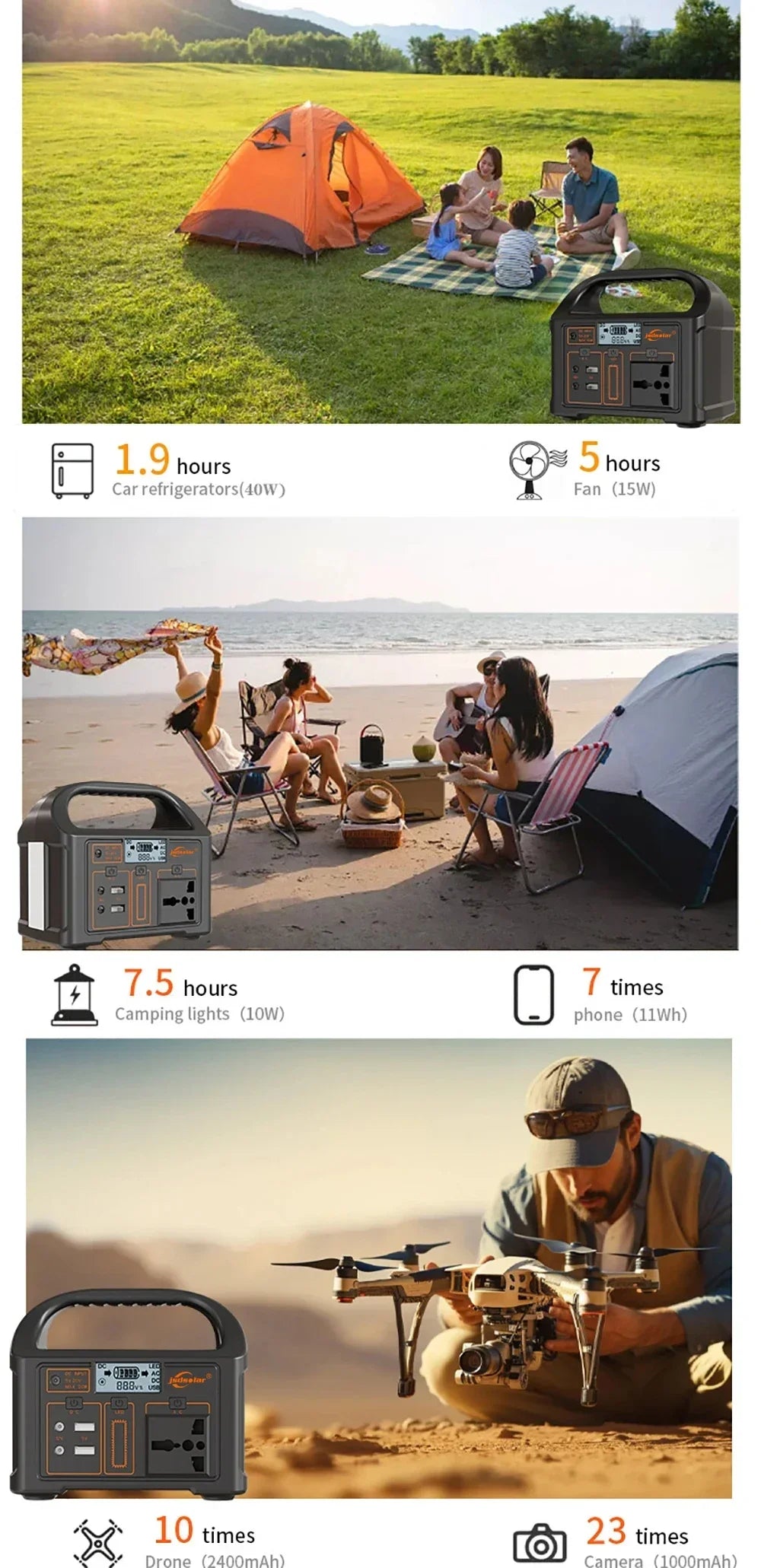 100W Portable Power Station 220V/110V Solar Generator Outdoor Emergency Mobile Power Bank 24000mAh LiFePO4 For Camping Power LED - Evallys.com