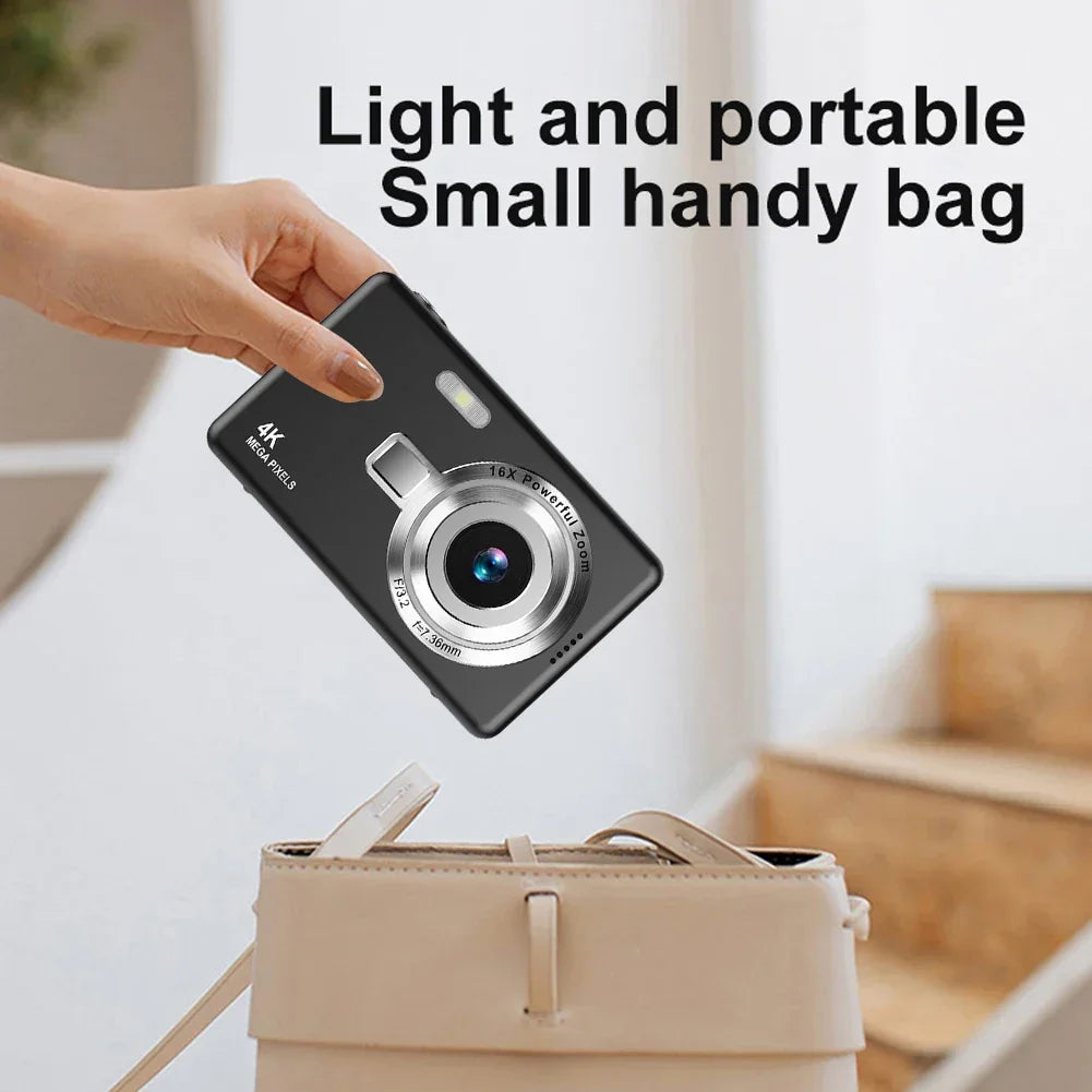 4K HD 1080P Digital Camera 96MP Autofocus Vlogging Camera 2.4 Inch IPS Screen Portable Vlogging Camera for Kids Adults Beginners - Evallys.com