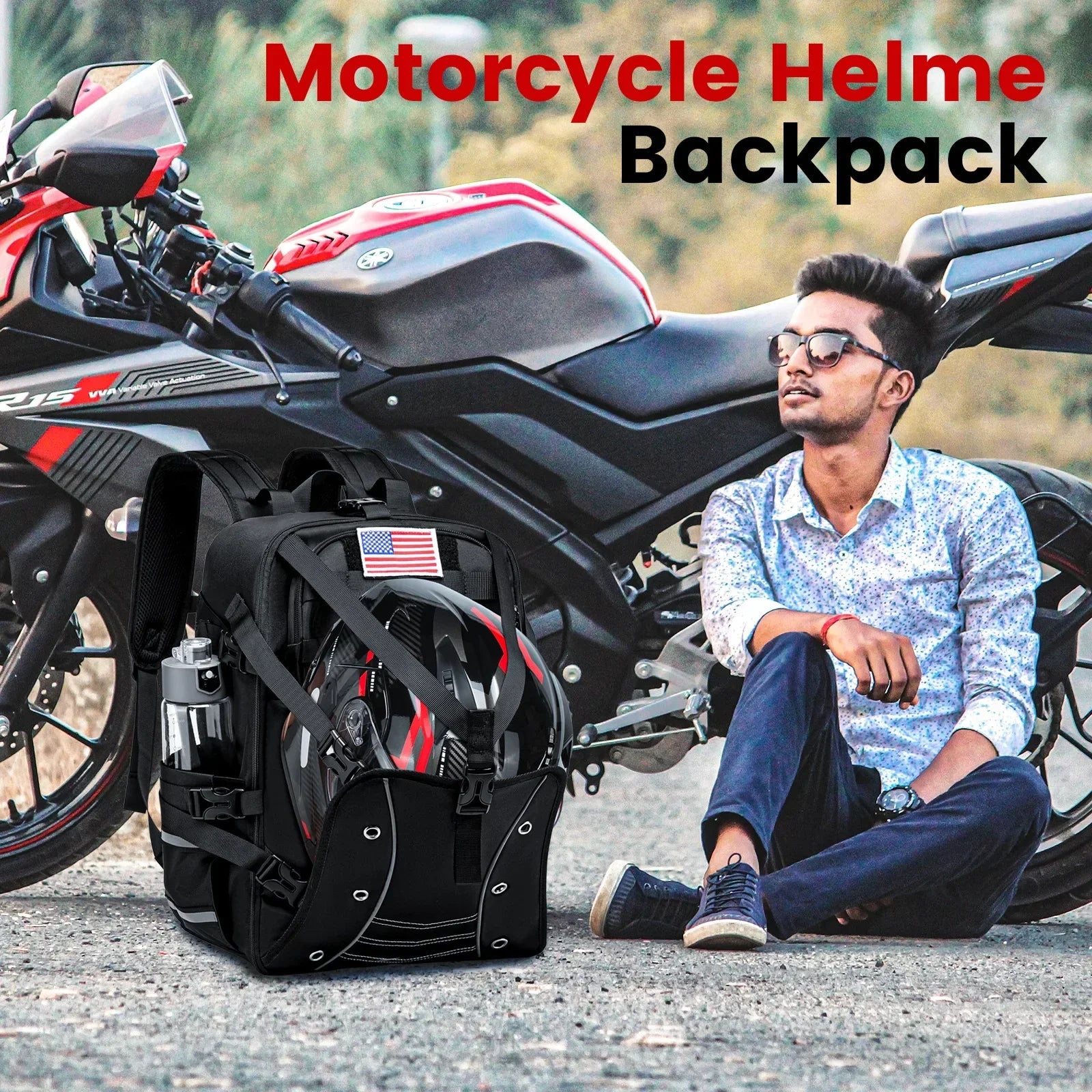 Motorcycle Helmet Backpack – Waterproof Travel Riding Bag 20L - Evallys.com