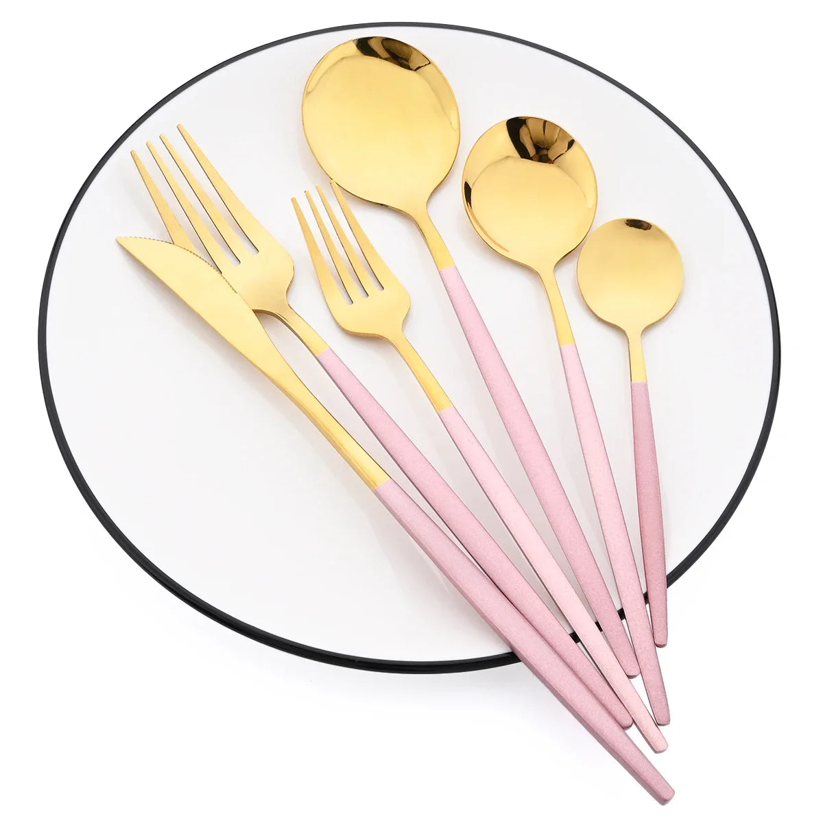 48pcs Black Gold Cutlery Set Knife Fork Coffee Spoon Dinnerware Stainless Steel Tableware Flatware Western Kitchen Silverware
