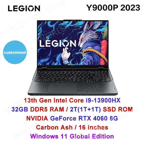 Lenovo Legion Y9000P 2023 16inch Gaming Esports Laptop 32G 2T SSD RTX 4060/4080 13th Intel I5-13500HX/I9-13900HX Gamer Notebook - Evallys.com