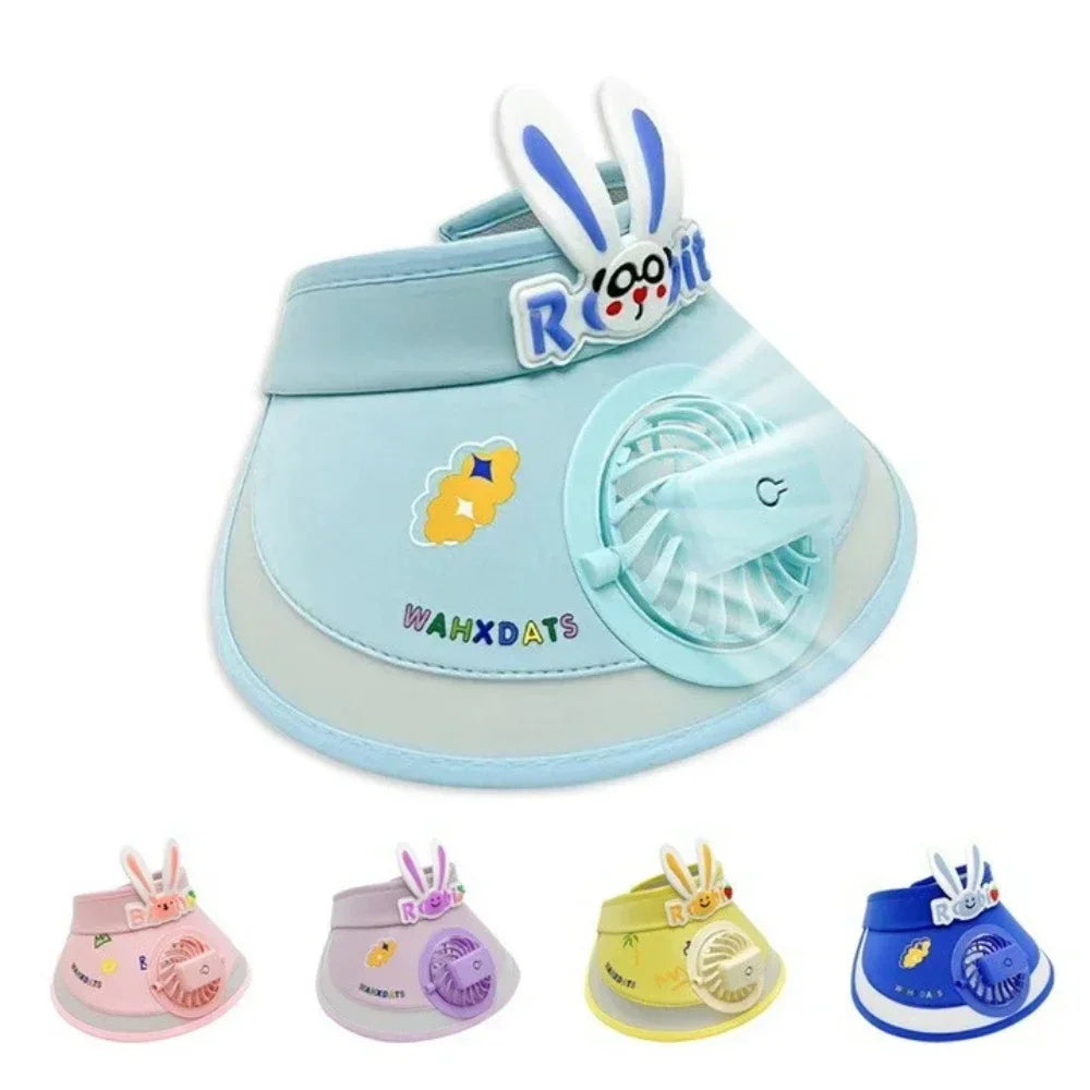 USB Rechargeable Sun Hat with Built-in Fan Children's Summer Adjustable Fan Cap Sunscreen Hat Kids Outdoor Sunshade Accessories - Evallys.com