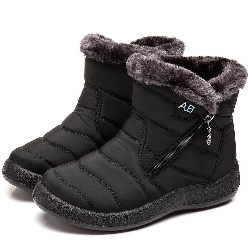 Women's Boots Women's Ankle Boots With Fur Winter Shoes Women Low Heels Winter Boots Snow Waterproof Botas Mujer Winter Footwear - Evallys.com