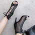 Women Mesh Sandals Breathable High Top Sandals Peep Toe Dance Shoes High Heel Summer Booties for Ballroom - Evallys.com
