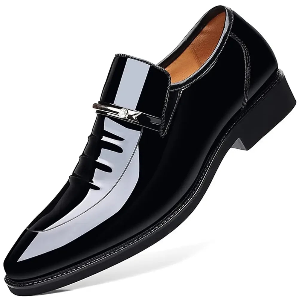 Men’s Formal Dress Loafers – Patent Leather Slip-On Business Shoes - Evallys.com