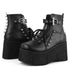 GIGIFOX Goth Punk Stylish High Platform Ankle Boots For Woman High Wedges Heel Side Zipper Round Toe Metal Rivet Punk Girl Boots - Evallys.com