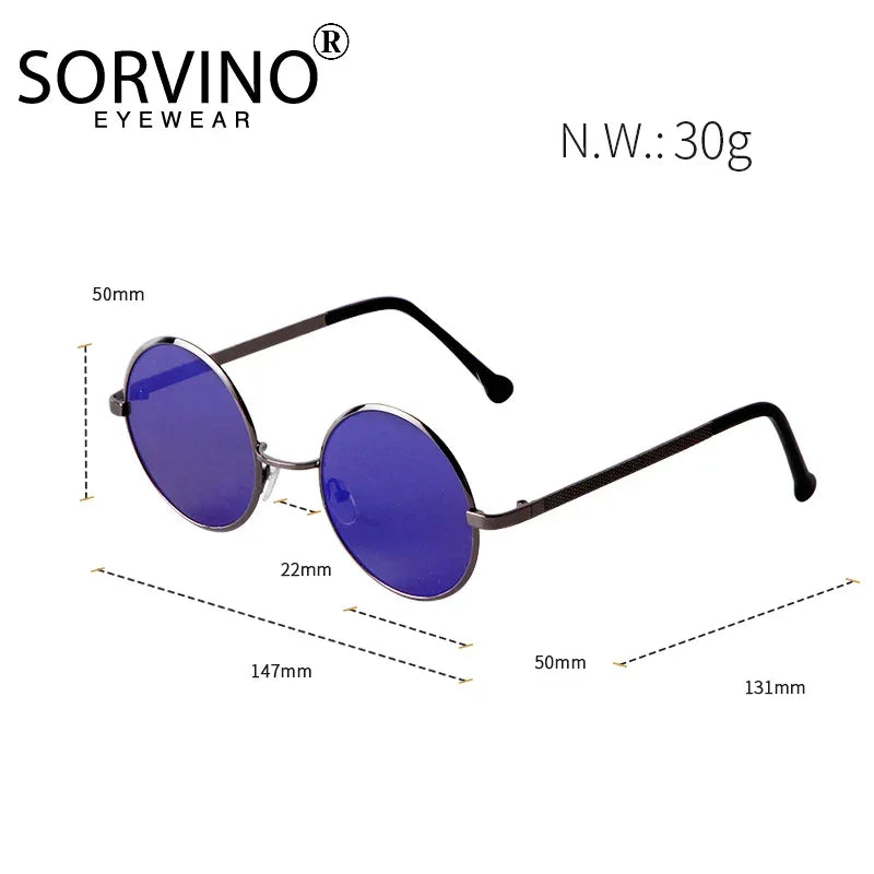 Steampunk Small Round Sunglasses Men 2022 Brand Vintage Metal Mirror Film Women Sun Glasses Cool Circle Shade Eyewear Male UV400 - Evallys.com