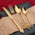 Golden Stainless Steel Cutlery Set Royal European Spoon Fork Complete Tableware Retro Design Dishwasher Safe Elegant Flatware