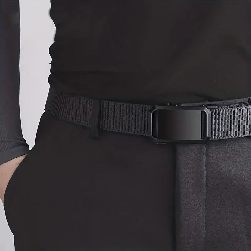 New Automatic Buckle Belt, Canvas Tactical Workwear Casual Outdoor Military Training Pants Belt For Men - Evallys.com