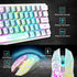 T61 Wireless Gaming Keyboard and Mouse Combo, Ergonomic 61 Key Rainbow LED Backlight Rechargeable 4000mAh Battery Mouse Pad - Evallys.com