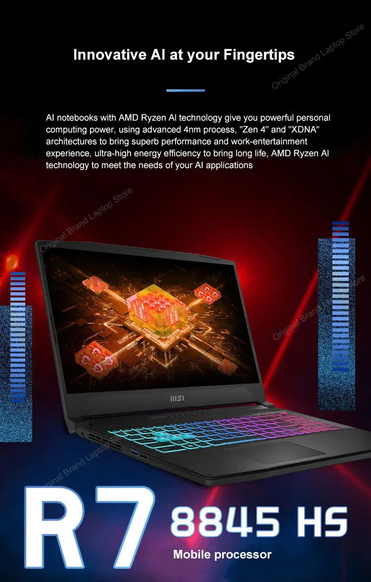 2024 MSI Katana A15 AI Laptop 15.6 Inch 2.5K QHD 165Hz IPS Screen Notebook AMD Ryzen R7-8845HS 32GB 1TB RTX4060 Gaming Computer - Evallys.com