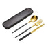 3 Pcs Dinnerware Set Stainless Steel Eco-friendly Spoon Fork  Chopsticks Travel Metal Cutlery Set Portable