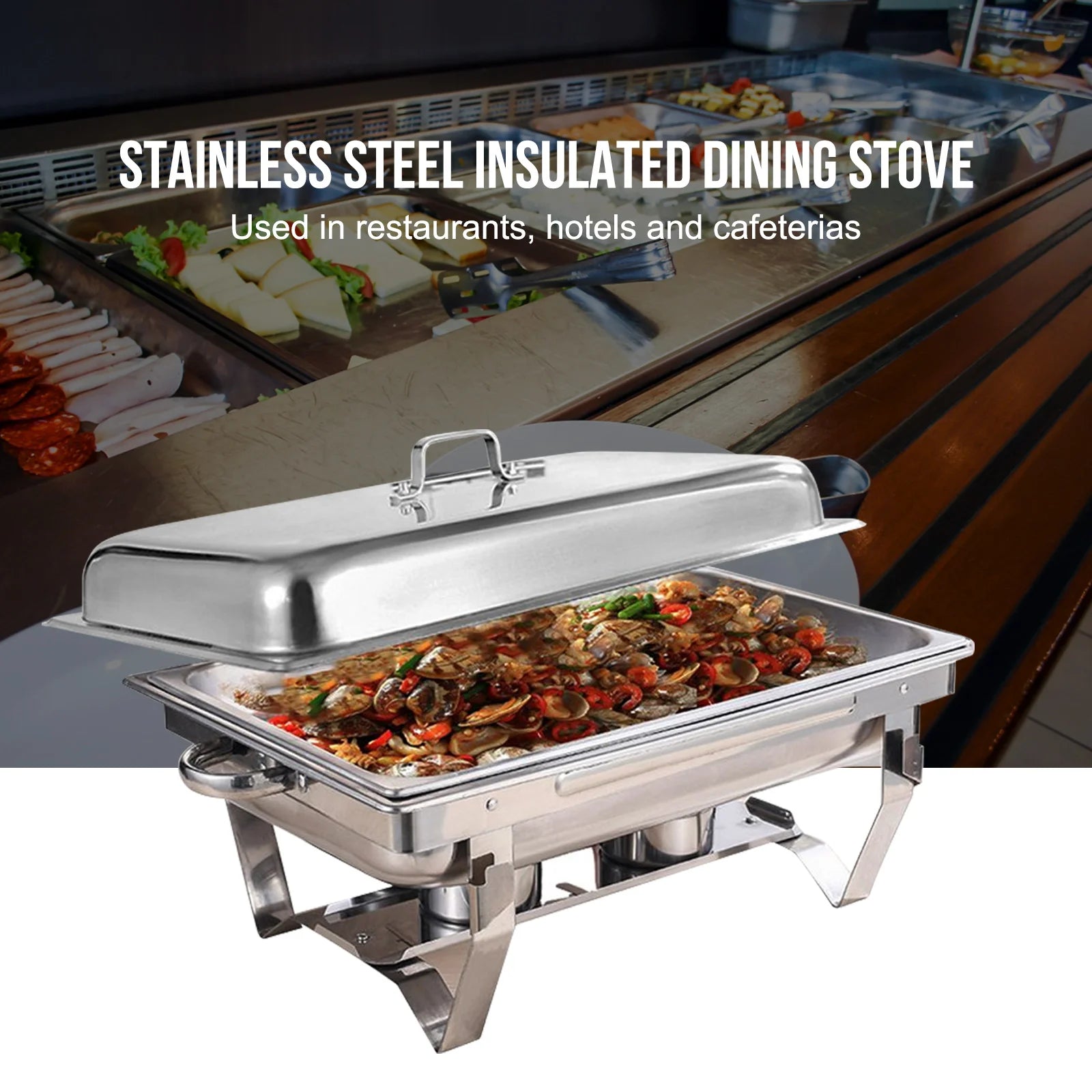 Chafing Dish Buffet Set 8QT Electric Stainless Steel 2/4/ Pack Full Size Pans Food Warmer Chafing Fuel Holder for Party Catering