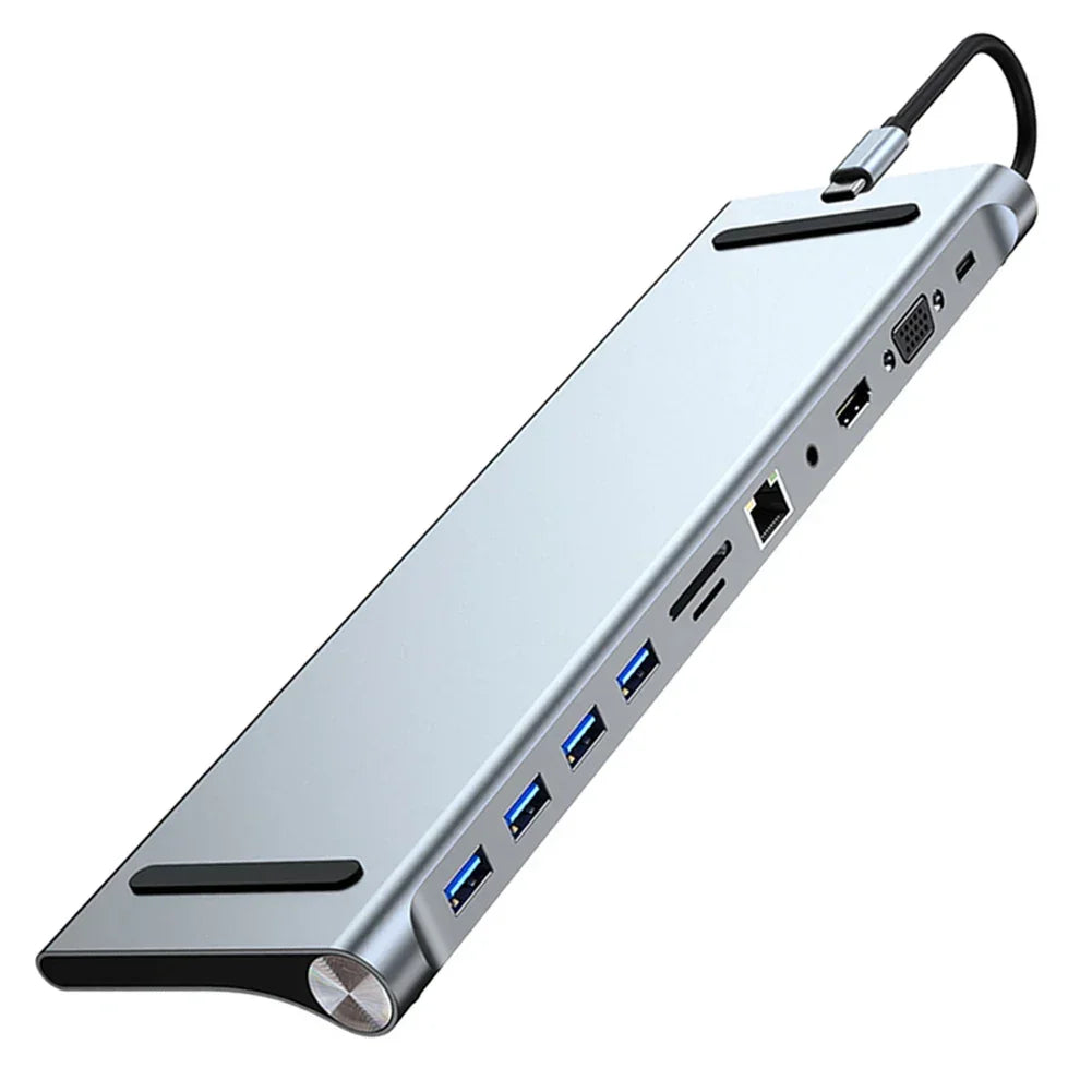 11 in 1 USB C Docking Station 1* USB 3.0 3*USB2.0 USB C Hub Triple Display Multiport Adapter for Dell/Surface/HP/Lenovo Laptops - Evallys.com