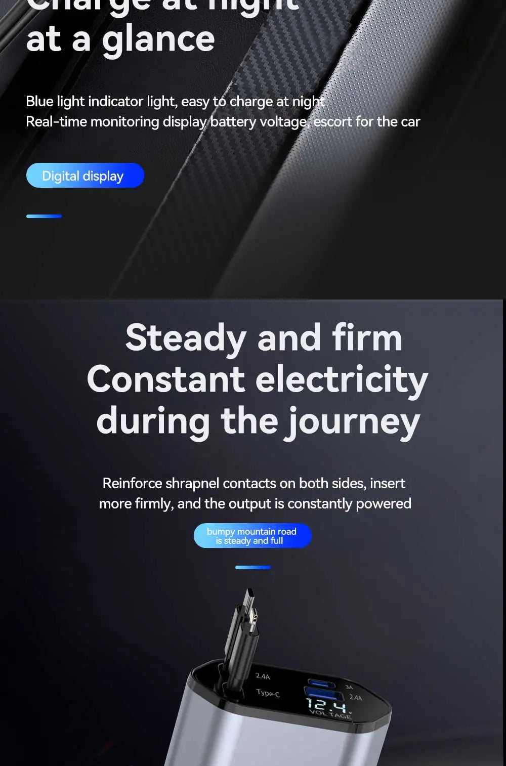 120W 4 in 1 Car Charger Retractable Car Cigarette Lighter Adapter USB Type C Fast Charger Cable For IPhone Xiaomi Huawei Samsung