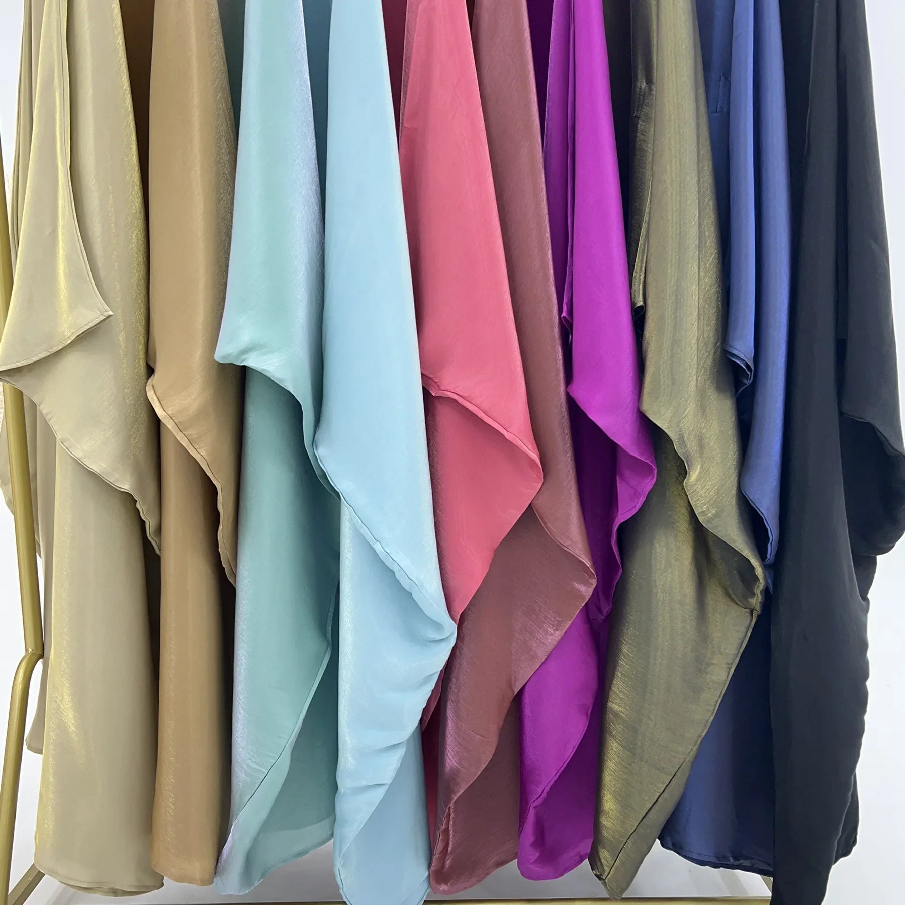 Eid Ramadan Batwing Butterfly Satin Abaya Dubai Luxury Muslim Kaftan Maxi Dress Women Kebaya Robe Caftan Marocain Femme Vestidos - Evallys.com