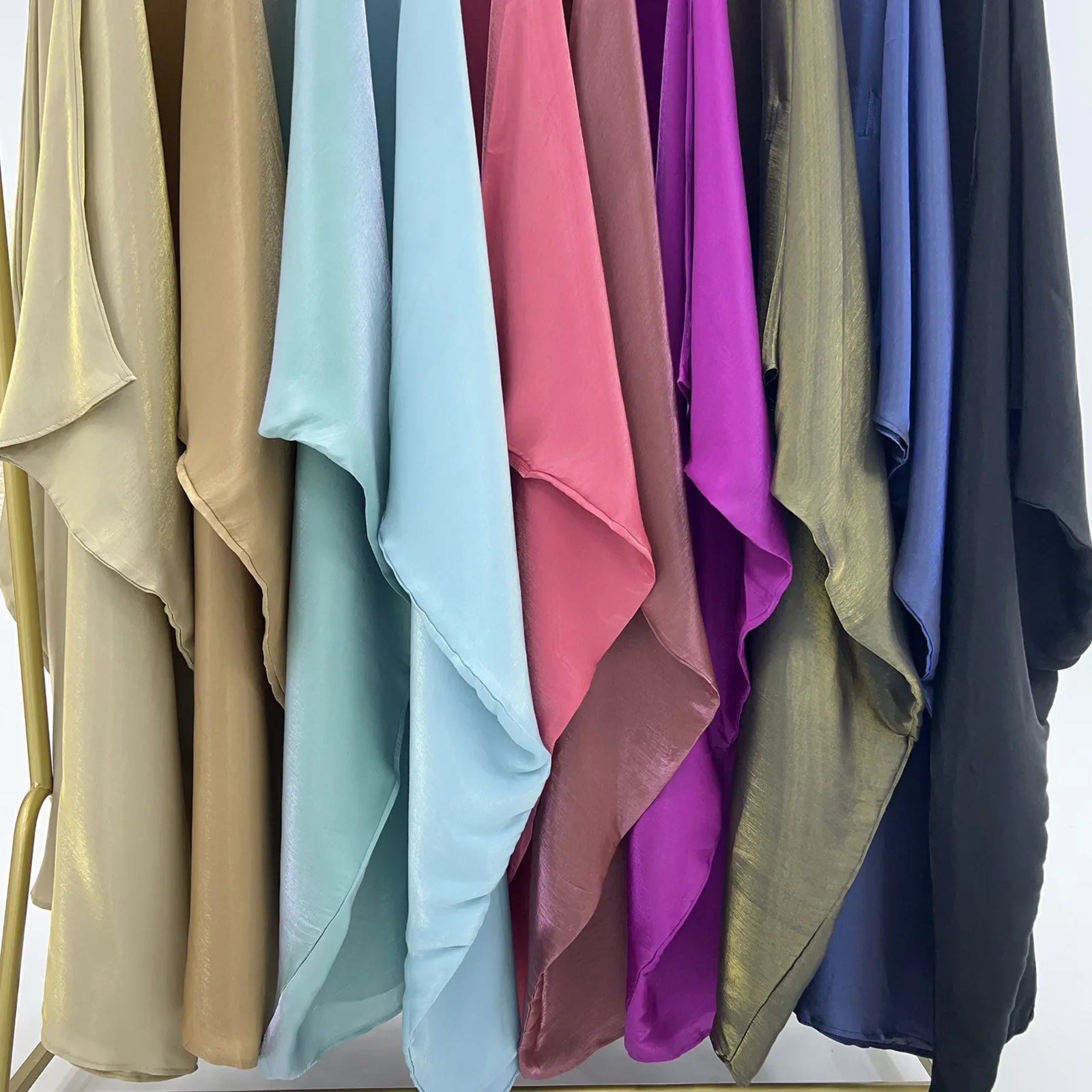Eid Ramadan Batwing Butterfly Satin Abaya Dubai Luxury Muslim Kaftan Maxi Dress Women Kebaya Robe Caftan Marocain Femme Vestidos - Evallys.com