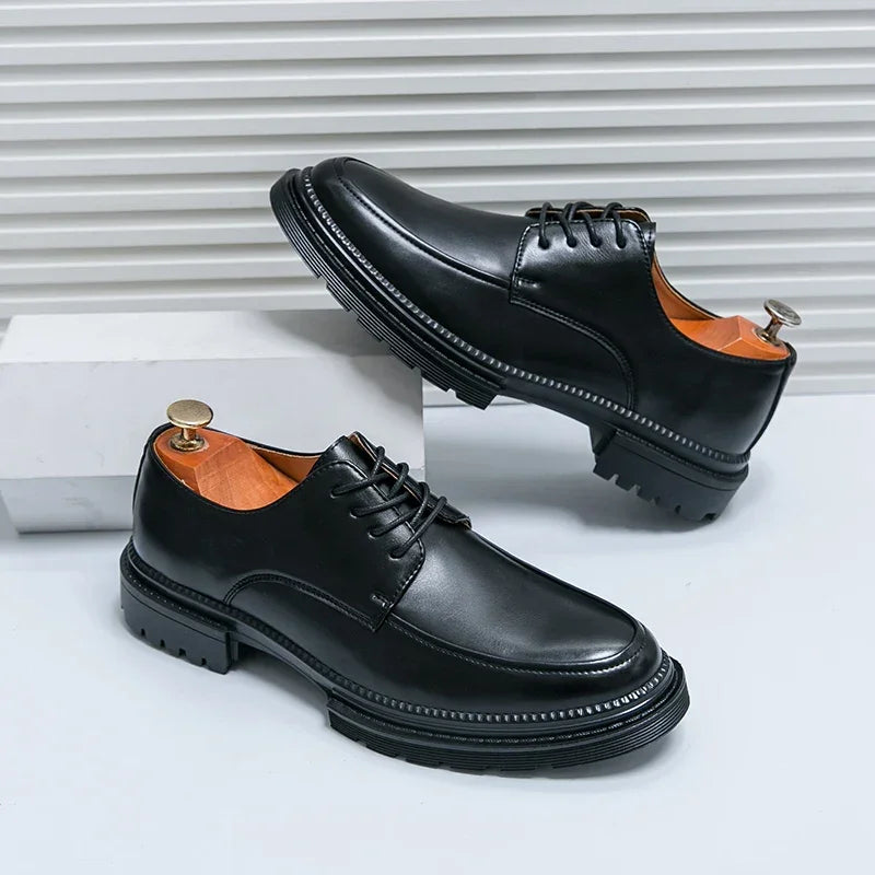 Mens Oxford White Leather Shoes Whole Luxury Formal Business Wedding Dress Shoes for men Thick bottom Casual Original Moccasins - Evallys.com