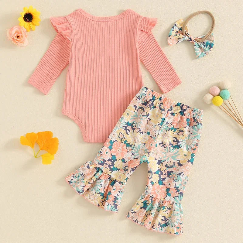 Adorable Baby Girls Winter Outfits Cozy Knit Sweater and Fleece Lined Leggings Set with Matching Bow Headband 3 Piece Clothing - Evallys.com