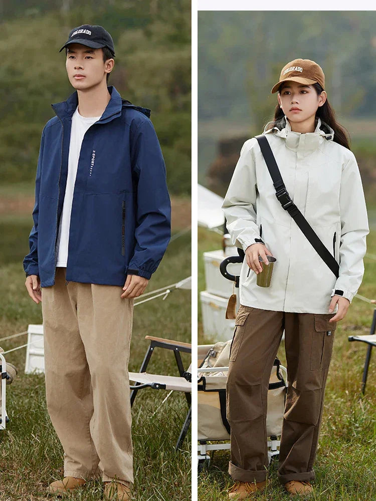 Spring Autumn Casual Jacket Men/Women Outdoor Waterproof and Windproof Hooded Windbreaker Coats - Evallys.com