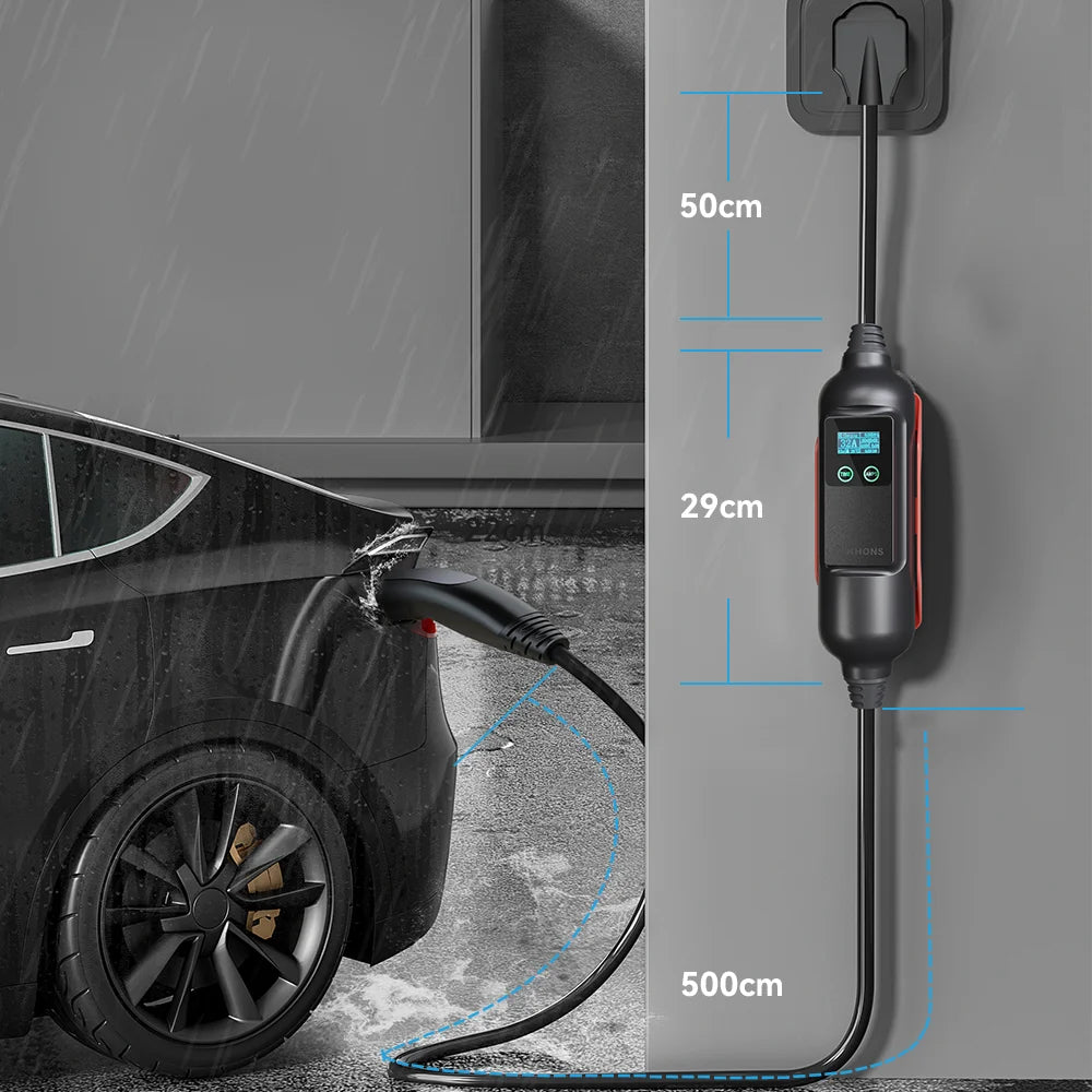 Khons EV Charger Level2 EV Charger 220V 7kW 32A Connector NEMA 14-50 Plug 16FT TPU Cable  WIFI/APP For Models 3/Y/S/X
