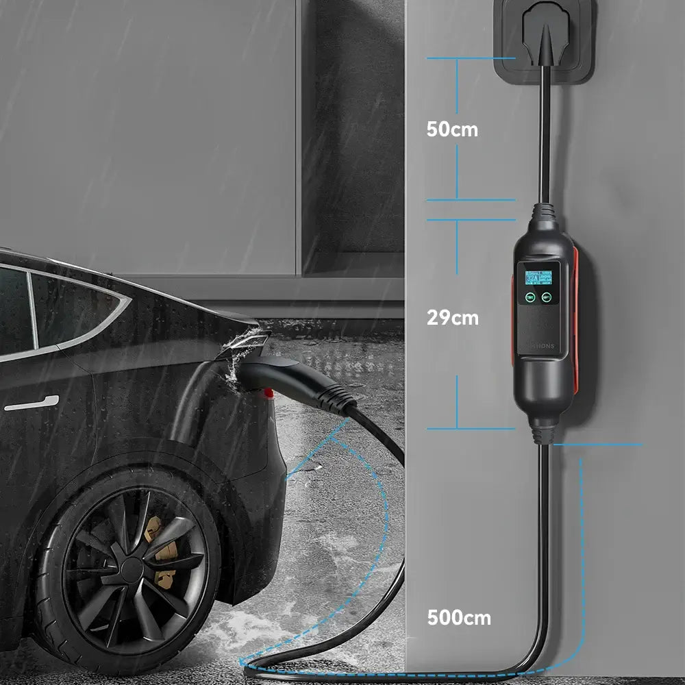 Khons EV Charger Level2 EV Charger 220V 7kW 32A Connector NEMA 14-50 Plug 16FT TPU Cable  WIFI/APP For Models 3/Y/S/X