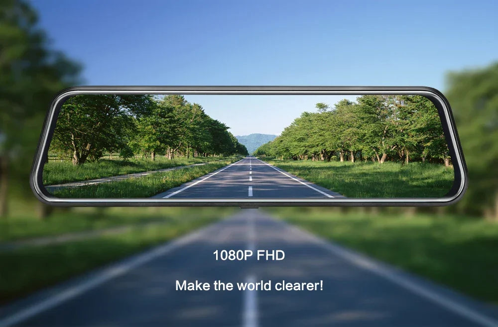 10 Inch Mirror Camera for Car Touch Screen Video Recorder Rearview mirror Dash Cam Front and Rear Camera Mirror DVR Black Box - Evallys.com
