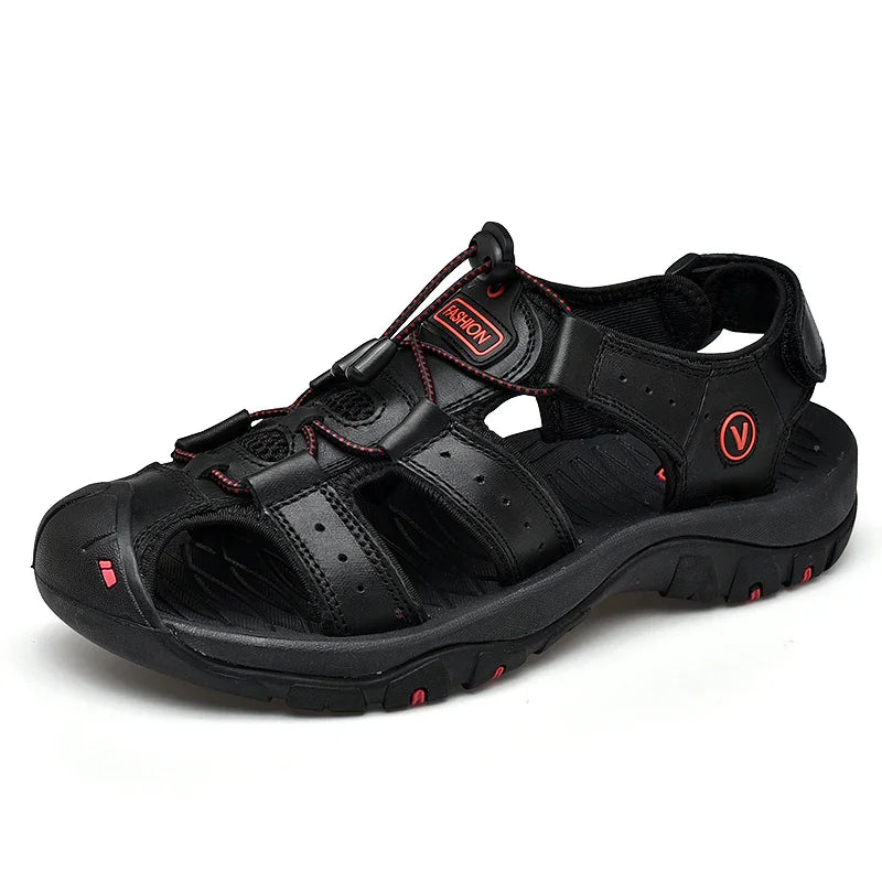 Men’s Genuine Leather Summer Sandals – Casual Outdoor Beach Shoes - Evallys.com
