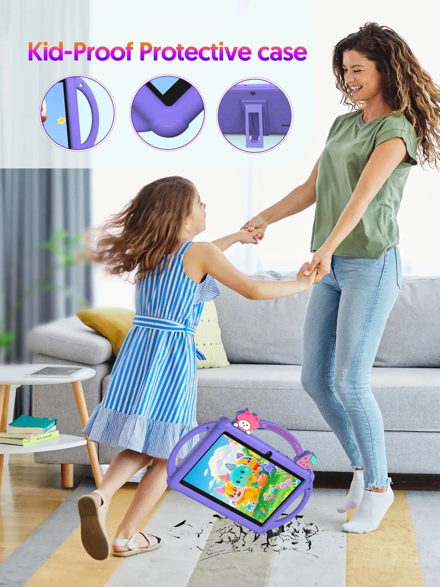 7-inch Android 13 children's tablet, 5G WiFi tablet, quad-core processor, 4GB (2g+2g-memory expansion) RAM+32GB ROM, with parent - Evallys.com