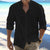 Men's Long-Sleeved Cotton Linen Summer Hot Sale Beach Style Shirts Solid Color Casual Versatile Stand-Up Collar Shirt Male Top - Evallys.com