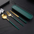 3pcs Thin Portuguese portable stainless steel cutlery chopsticks, forks, spoons, student home outdoor picnic tableware