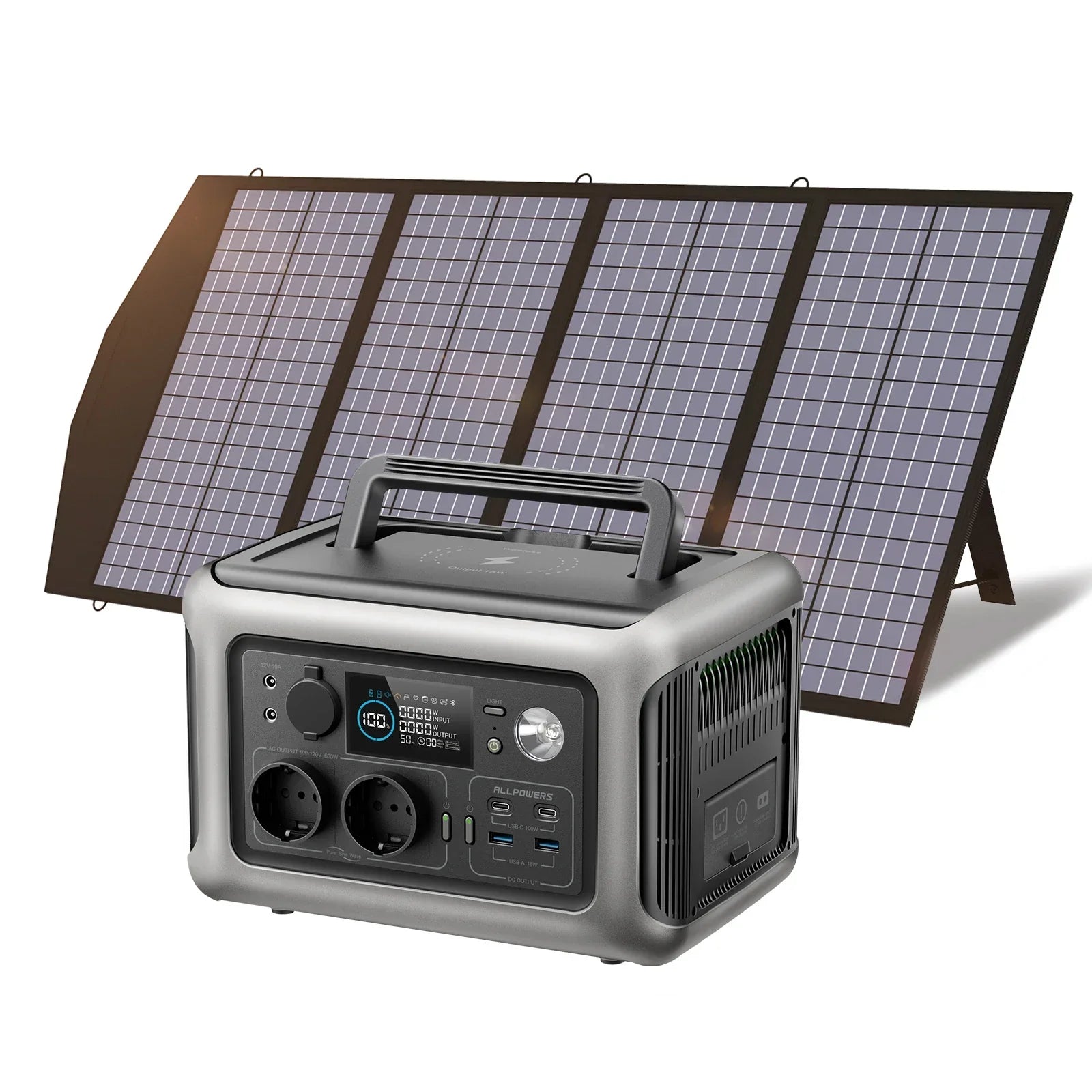 ALLPOWERS R600 Solar Generator with Solar Panel included, 600W 299Wh LiFePO4 Portable Power Station with Solar Charger for Camp - Evallys.com