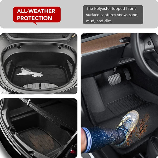 NovaAcc For Tesla Floor Mats Model Y 2017-2024 Left Rudder All Weather Waterproof Trunk Mats Cargo Liner Trunk Accessories - Evallys.com # #