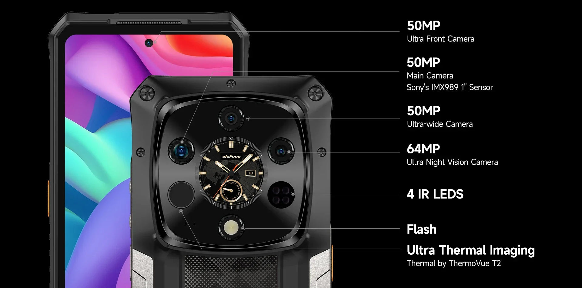 Ulefone Armor 28 Ultra 5G AI Thermal Imaging Rugged Phone Dimensity 9300+ 1TB ROM 32GB RAM Android Smartphone AMOLED Mobile - Evallys.com