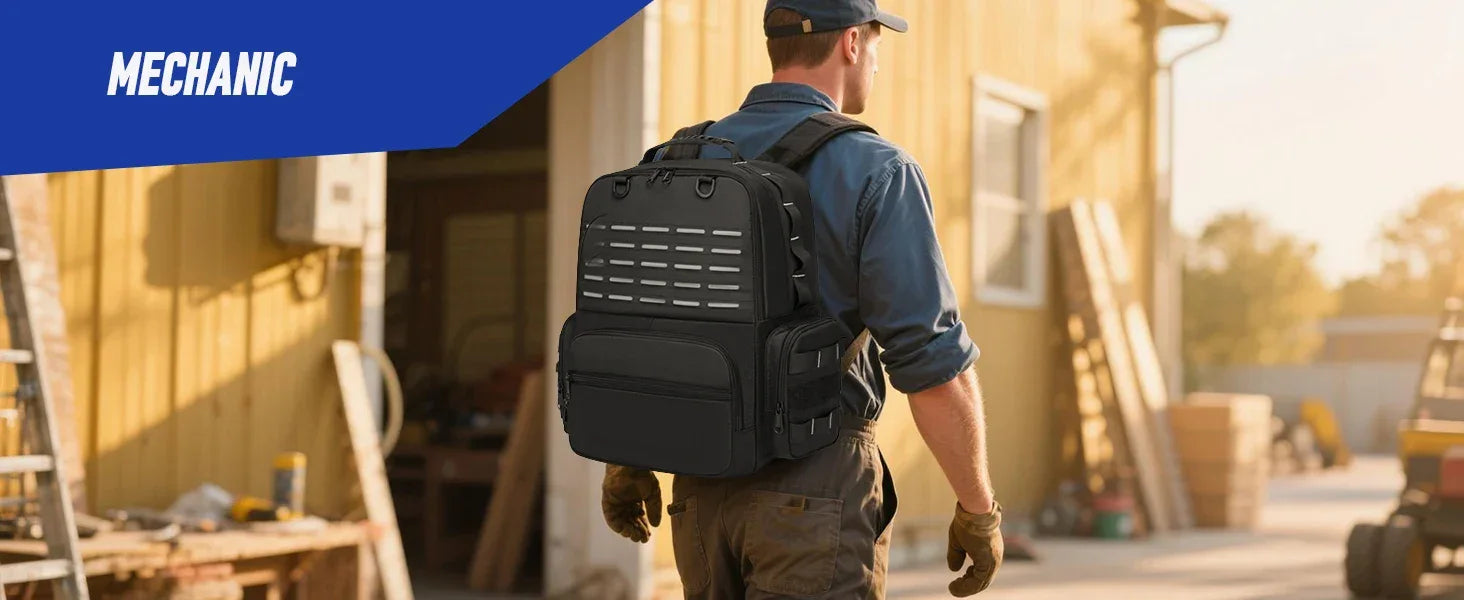 Tool Backpack Heavy Duty for Men Tool Storage With 3 Tool Pouches Organizer Electrician Plumber Maintenance Worker Tool Bags - Evallys.com