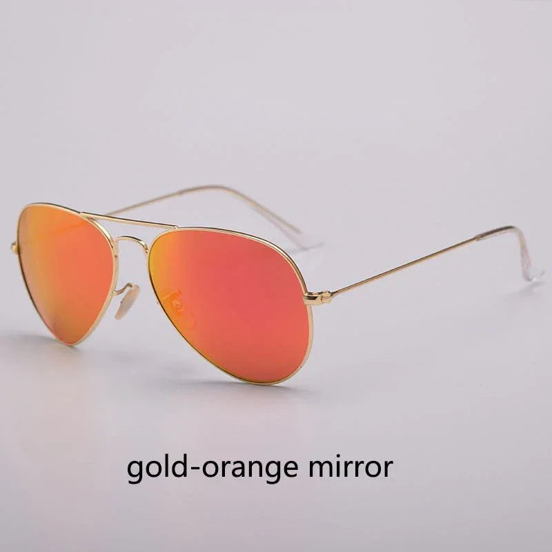 Top Quality Real Glass Lenses Men Women Sunglasses Brand Fashion Pilot Metal Frame Classic Style Outdoor UV400 Sun Glasses - Evallys.com