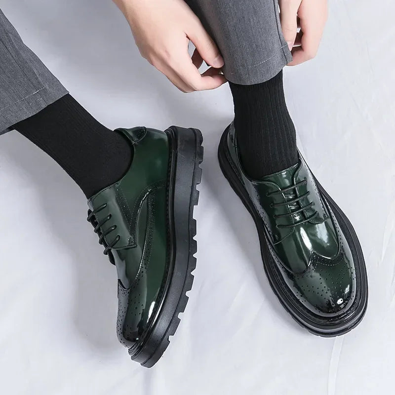 Green Patent Leather Oxford Shoes – Men’s Formal Business Dress Shoes - Evallys.com