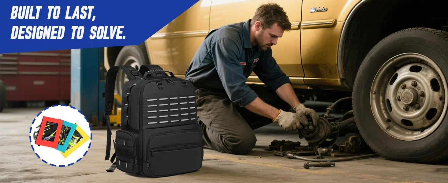 Tool Backpack Heavy Duty for Men Tool Storage With 3 Tool Pouches Organizer Electrician Plumber Maintenance Worker Tool Bags - Evallys.com