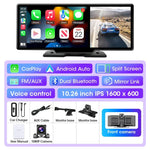 11.26 inch Car DVR 4K Dash Cam Dual Lens Wireless Carplay & Android Auto Video Recorder Monitor GPS Navigation 5G Wifi FM AUX - Evallys.com