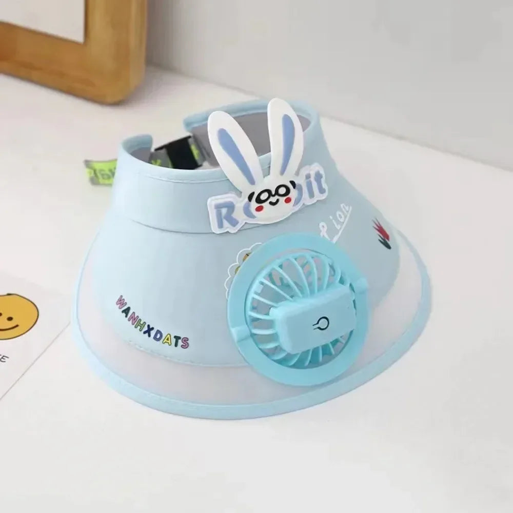 USB Rechargeable Sun Hat with Built-in Fan Children's Summer Adjustable Fan Cap Sunscreen Hat Kids Outdoor Sunshade Accessories - Evallys.com