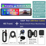 11.26" 4K 2160P Car Dvr Carplay Android Auto Dash Cam GPS WIFI BT FM Stream Rear View Mirror Dashcam Dvrs Camera Drive Recorder - Evallys.com