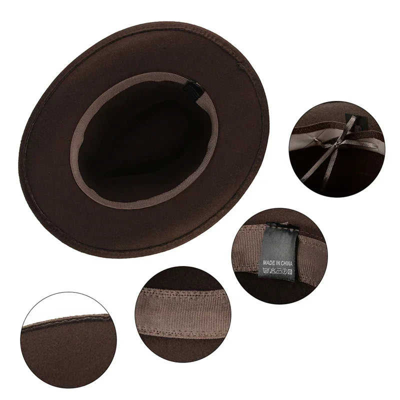 GEMVIE Western Fedora Cowboy Hat – Unisex Wide Brim Sombrero - Evallys.com