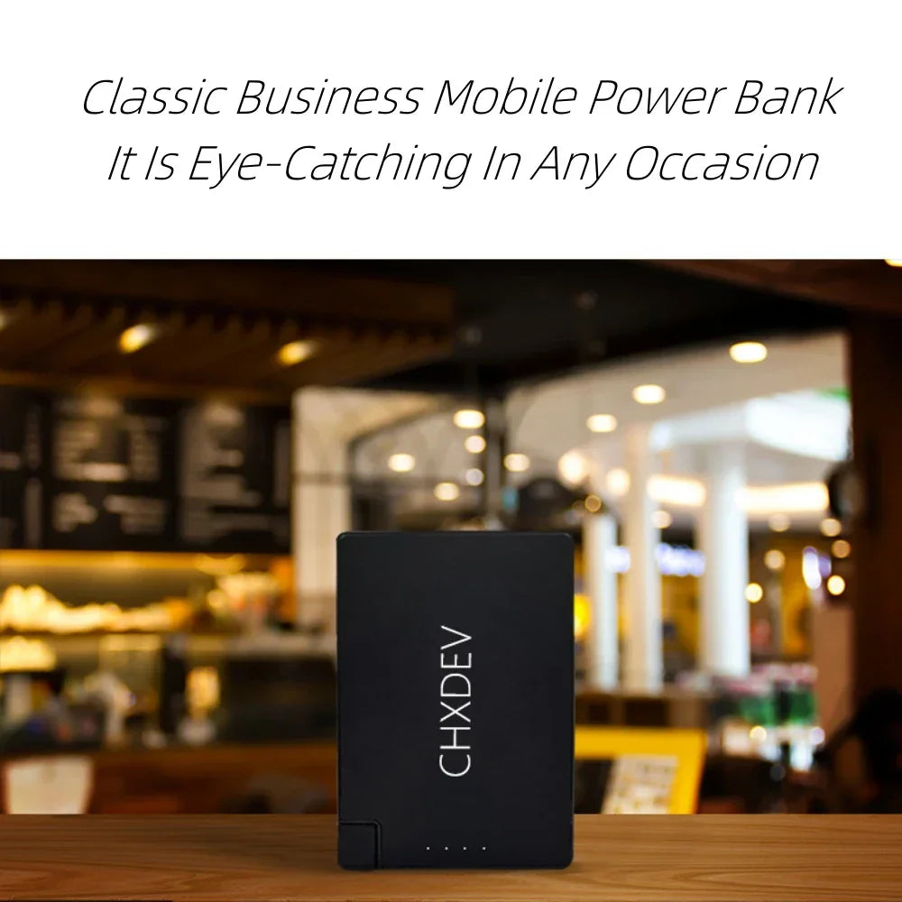 Power Bank For iPhone 5MM Ultra Thin 5000mAh Portable Fast Charging External Battery Built In Cable For Samsung iPhone XIAOMI - Evallys.com