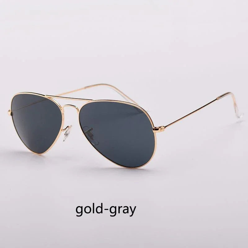 Top Quality Real Glass Lenses Men Women Sunglasses Brand Fashion Pilot Metal Frame Classic Style Outdoor UV400 Sun Glasses - Evallys.com