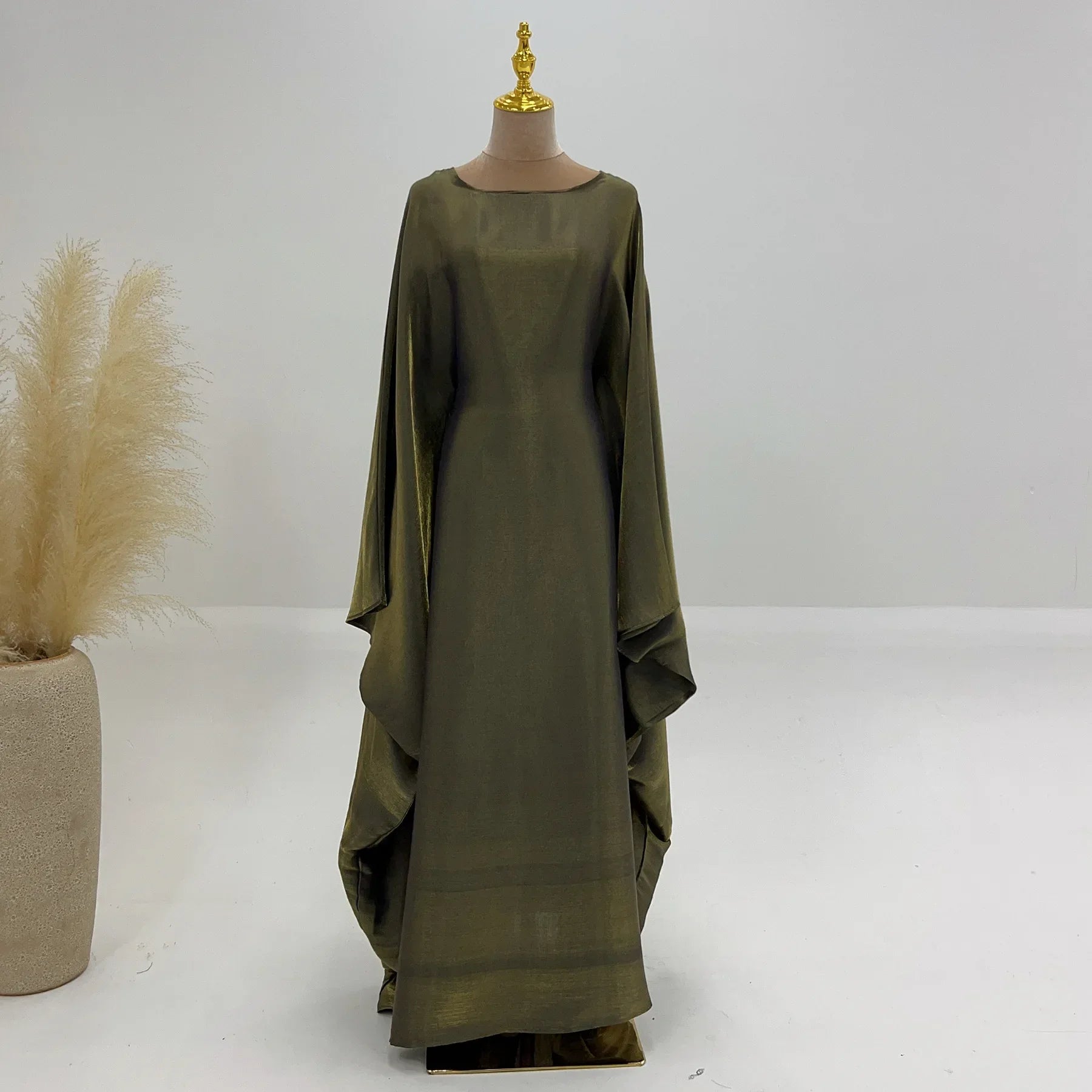 Eid Ramadan Batwing Butterfly Satin Abaya Dubai Luxury Muslim Kaftan Maxi Dress Women Kebaya Robe Caftan Marocain Femme Vestidos - Evallys.com