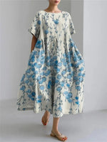 Harajuku Floral Print Women’s Dress – Loose Fit Ankle-Length Casual - Evallys.com