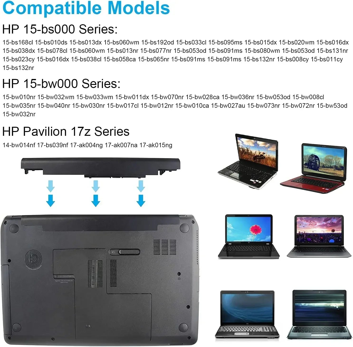 JC03 JC04 Laptop Battery for HP Spare 15-bs0xx 17-bs0xxx 15-bs1xx 15-bw0xx 17z-ak000 17-ak0xx 17-bs062st 17-bs020nr 919700-850 - Evallys.com