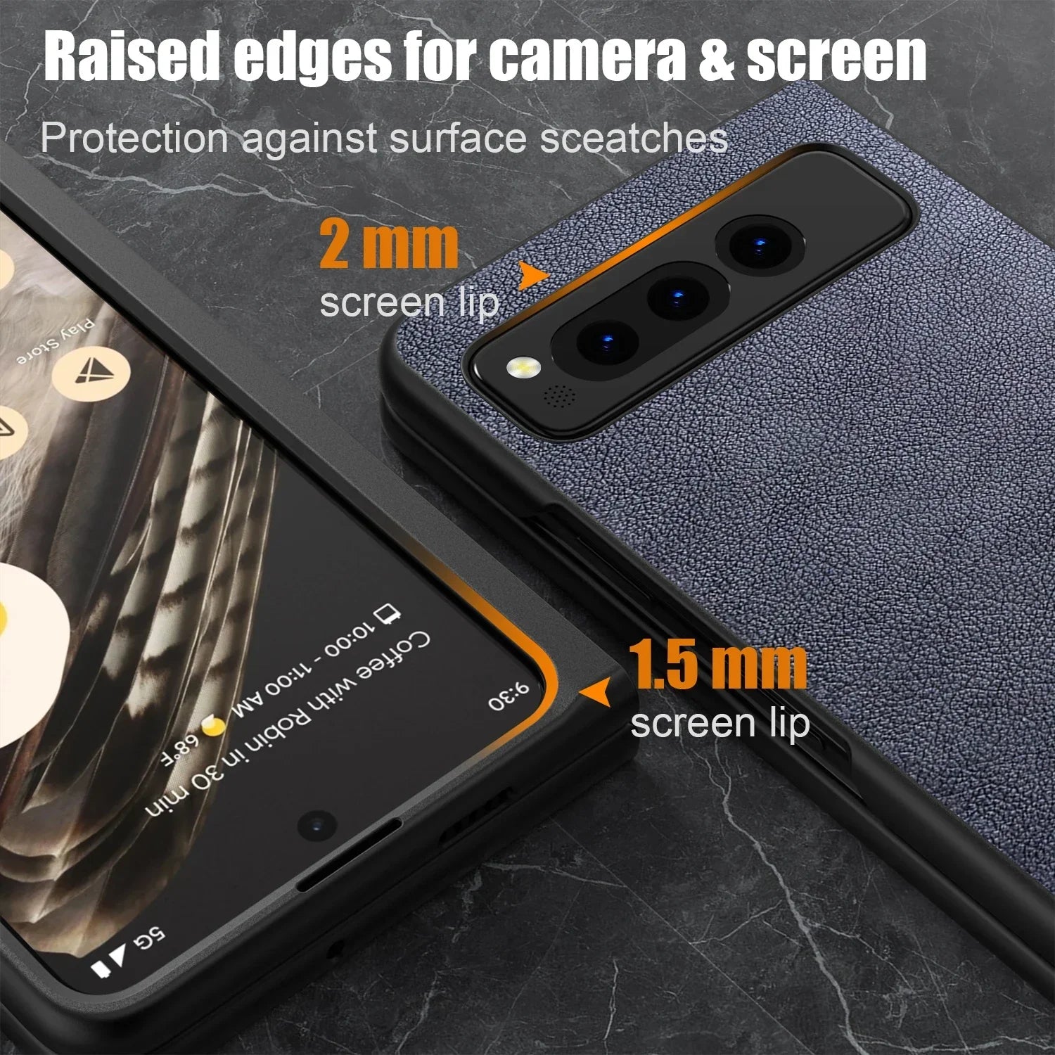 PU Leather Case for Google Pixel Fold 5G simply Business style Hard PC with PU 2in1 material - Evallys.com