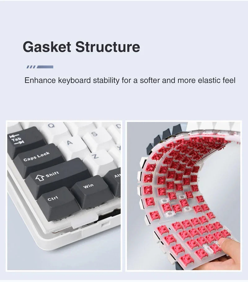 AULA F87 Pro Mechanical Keyboard 3 Mode 2.4G/USB/Bluetooth Tri Mode Wireless Gaming Keyboard 87 Key Hotswap RGB Gasket Keyboard - Evallys.com