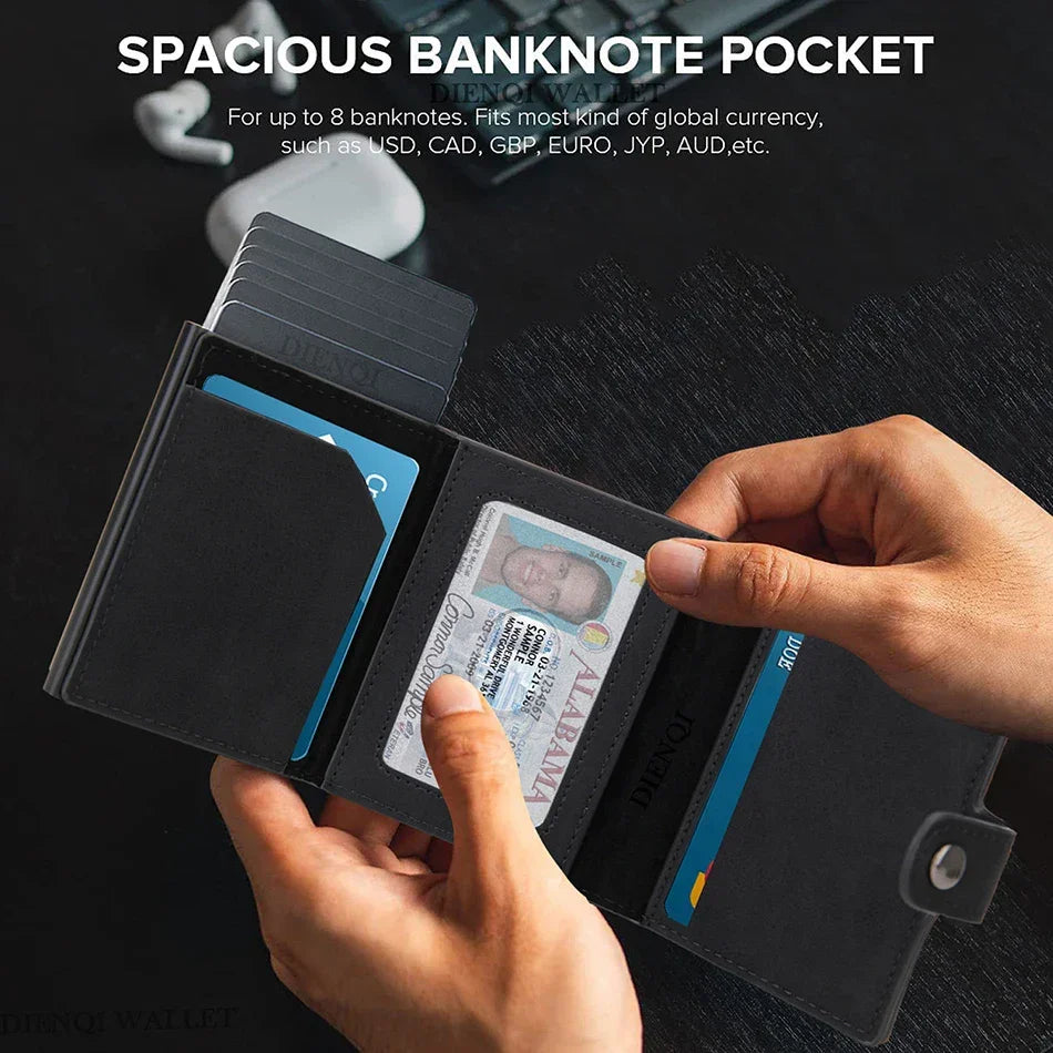 Rfid Carbon Fiber Men Wallets for Airtag Luxury Slim Mini Credit Card Holder Wallets for Men Air Tag Tracker Minimalist Purse - Evallys.com